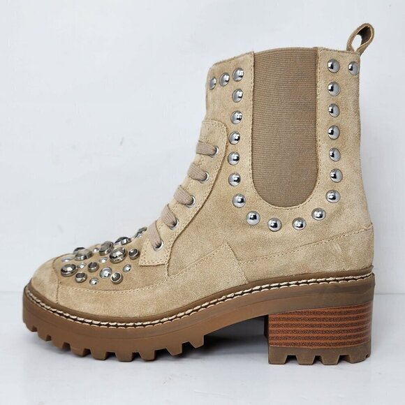 Karl Lagerfeld Breck Bejeweled Brown Suede Boots, Womens 6.5 - Picture 8 of 16